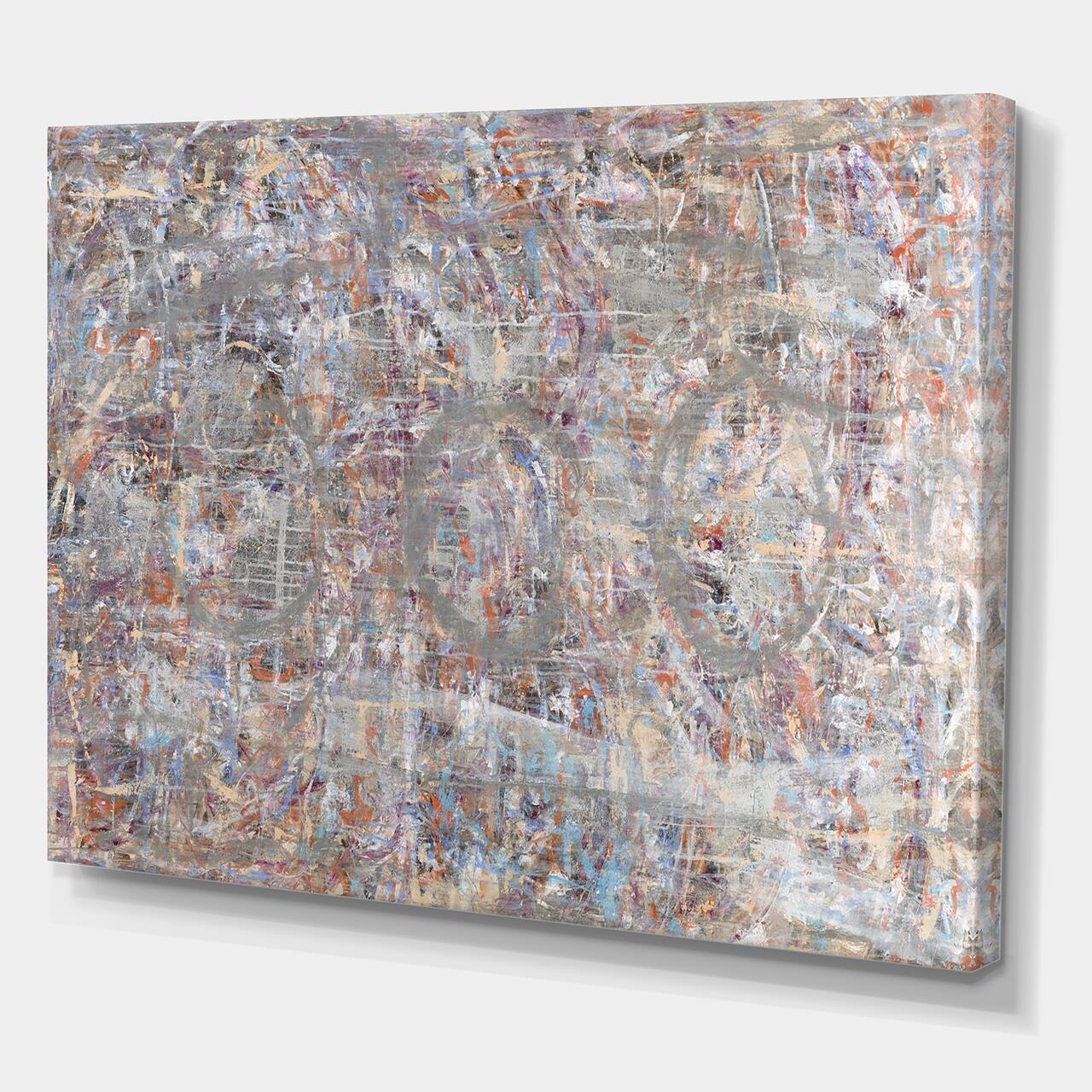 Designart - Blue And Gray Texture Painting - Modern & Contemporary Premium Canvas Wall Art